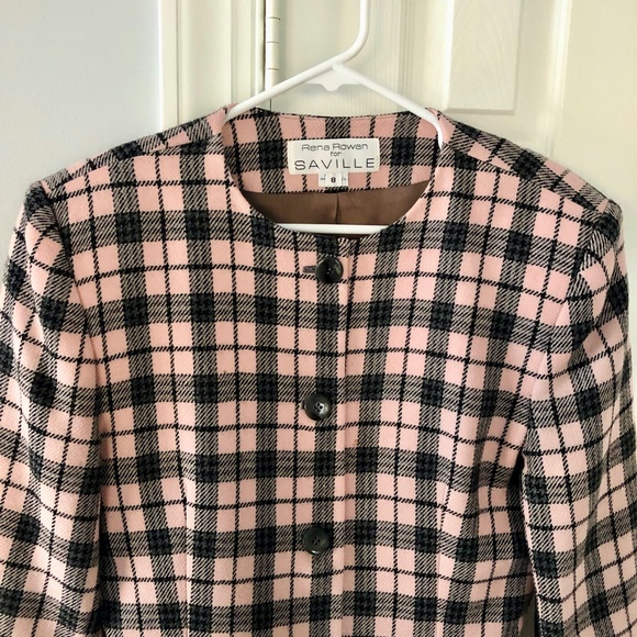 Vintage Rena Rowan for Saville Clueless Style 100% Wool Plaid Button Down Blazer - Picture 6 of 10